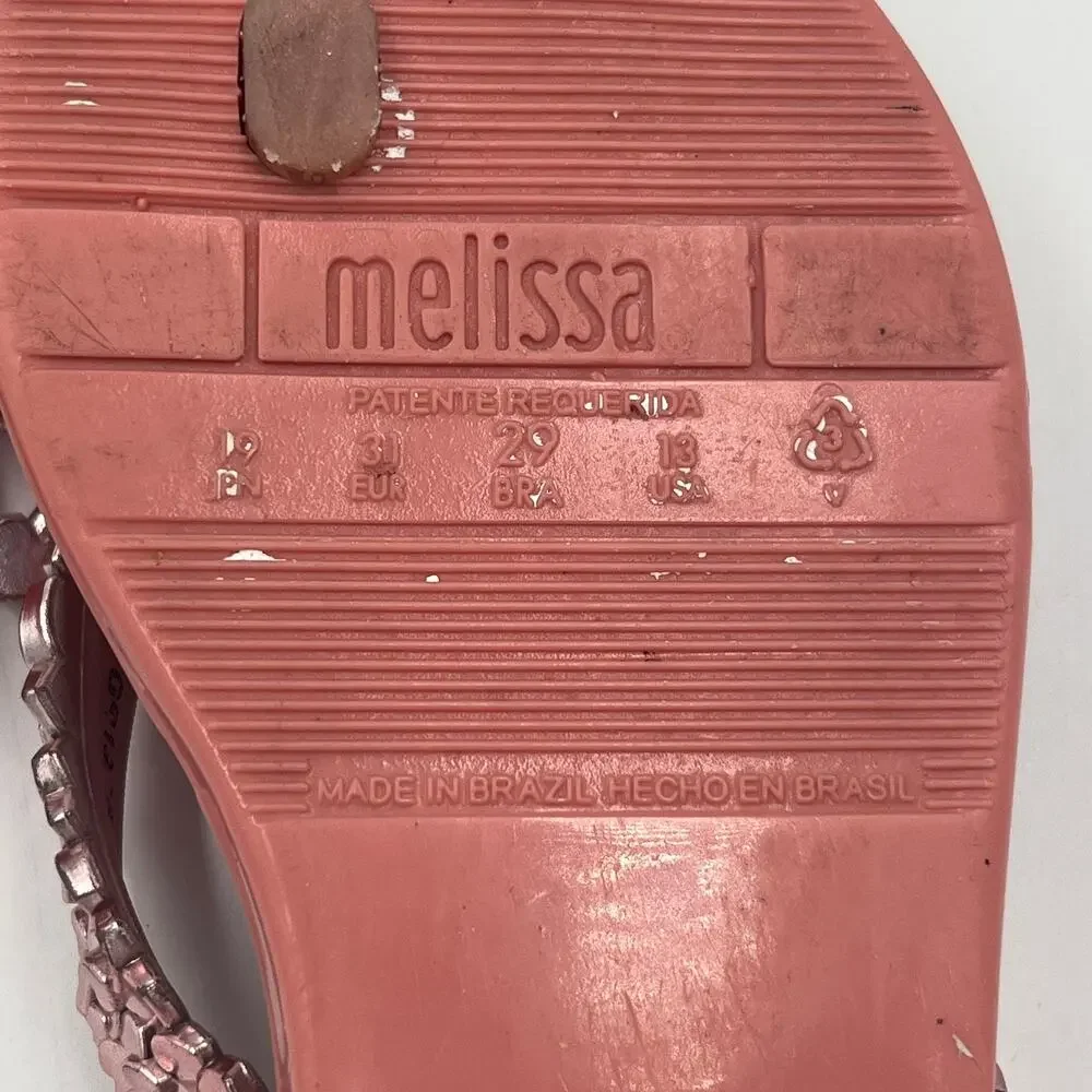 Mini Melissa Mel Harmonic Chrome III Rose Gold Sandals Little Girl sz 13